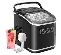 Acmeenjoy Macchina Ghiaccio 12kg/24h, Autopulente Macchina per il Ghiaccio Casa 1,5L, Silenzioso, 9 Cubetti in 6 Minuti, Ice Maker con Maniglia/Paletta/Cestello, Nero