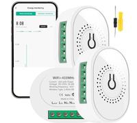 Acmerota 2 set di relè WiFi Smart Switch Statistiche di consumo elettrico Modulo interruttore fai da te 16A 2 vie Filo neutro richiesto Compatibile con Alexa, tramite l'app Smart Life