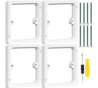 Acmerota 4 pezzi distanziatori quadrati da 10 mm con presa singola 1 Gang 10 mm con cornice per presa singola per aumentare lo spazio di installazione e la compatibilità, bianco