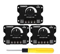 ACMEROTA Dimmer rotativo 3 pezzi LED Dimmer Controller 12V-24V 30A 144W PWM Nero