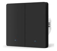 Acmerota Interrupteur mural intelligent (sans neutre, double bascule, noir) nécessite un hub Zigbee3.0, Romote/Vioce contrôle le réglage de l'heure, fonctionne avec Alexa et Google Home