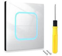 Acmerota Interruttore luce Interruttore a pulsante singolo bianco, pannello in vetro temperato con indicatore LED Interruttore elettrico ON/OFF a 1 polo e 1 via Interruttore a parete per illuminazione