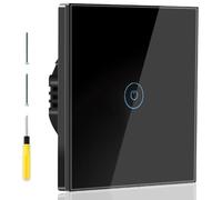 Acmerota Interruttore tattile normale Interruttore della luce a parete Interruttore della luce a sfioramento 1 gang Interruttore della luce sensibile al tatto 10A 500W, nessun filo neutro (nero)