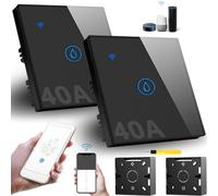 Acmerota Interruttore timer per riscaldatore a immersione intelligente 40A, 2 Pack nero WIFI Smart Wall Touch Boiler Switch Interruttore timer scaldabagno WiFi compatibile con Alexa(nero)