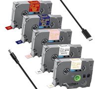 Acmerota Nastro per etichette in nastro di raso compatibile pour Brother TZe-R231 TZe-R234 TZe-RE34 TZe-RN34 TZe-RW34 Nastri a nastro da 12mm 0,47'' pour Brother Ptouch PTD210 PTH110 E110,5 pezzi