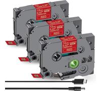 Acmerota Nastro per etichette in raso Tze-RW34 compatibile per Brother TZe-RW34 12mm 0.47'' 4M Nastri oro su vino rosso per Brother Ptouch PT-D210 PTH110 E110 PT-H200 1005 PTD400AD, confezione da 3