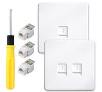 Acmerota Piastra frontale Ethernet per presa RJ45 Piastra a muro CAT6 con presa singola a 1 porta e doppia a 2 vie, con modulo connettore di rete senza attrezzi