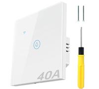 Acmerota Timer intelligente per scaldabagno a immersione, bianco, 40 A, WiFi, interruttore touch da parete per caldaia, timer per scaldabagno a immersione, compatibile con Alexa e Google Home