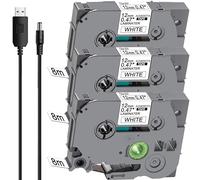 Acmerota TZe-231 Nastro per Etichette per Brother PTouch TZe-231 TZe231 12mm x 8m Nero su Bianco Nastro per Etichette per PTouch Label Maker PT-D200 D400 PT-H110 H105 H101C 3 Pezzi