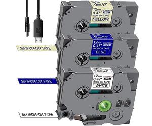 Acmerota TZe-FA231 Compatibile per Brother TZe-FA231 TZe-FA53 TZe-FA63 12 mm x 3 m,Nastro termoadesivo in tessuto per Brother P-Touch 1000 1010 D400 1000 1280 E100 H100 H400L H105 H110,3 Conf.