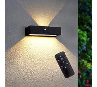 ACMHNC Applique da Esterno Solare, Applique da Parete Esterno LED con Sensore di Movimento, Impermeabile, 4400 mAh, Lampada Parete Up & Down in Alluminio, 3 Colori, Telecomando, per Giardino Terrazzo