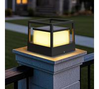 ACMHNC Lampada Solare da Esterno, Luce Solare Pilastro Giardino,Lampione Solari da Esterno Ip65, 3000K, Alluminio, 4400 mAh, 10-16 Ore, Per Colonna Cancello Patio Villa, Nero