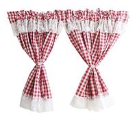 ACMHNC Mantovane per Tende, Tenda Corta a Quadri in Stile Rustico, Decorazione da Finestra, Tenda a Rete per Cucina, Bistrot, Sala da Pranzo, Bar, Set da 2 Pezzi,W x H 115x90cm