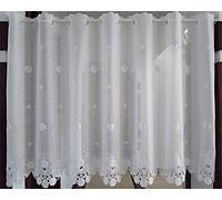 ACMHNC Tenda Corta in Voile con Ricamo, Mezza Tenda da Cucina Tendine da Bistrò Trasparente Bellissima Tendina Stile Country,Bianca,W x H 150x75cm