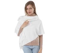 ACNCN Sciarpa da donna in cashmere, scialle pashmina, 300 g, extra large, spessa sciarpa in cashmere per l'inverno, bianco, 200cm*70cm