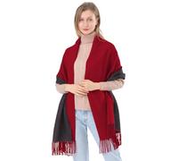 ACNCN Sciarpe in cashmere da 350 g per le donne pashmina doppio scialle avvolgere festa di nozze coperta ragazze grandi sciarpe spesse morbide, Rosso Vino Grigio Scuro, 200*70cm
