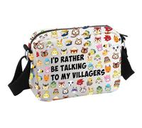 ACNH - Borsa a tracolla con cerniera, idea regalo per gli amanti dei videogiochi, con scritta "I'd Rather Be Talking to My Villagers", I miei abitanti del villaggio Hkb Eu