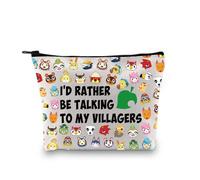 ACNH - Borsa con cerniera per gli amanti dei videogiochi, idea regalo per gli amanti dei videogiochi, con scritta "I'd Rather Be Talking to My Villagers", My Villagers Bag Eu, Borsa cosmetica con