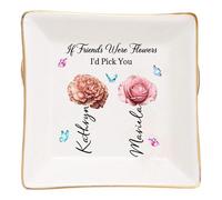 Acntrhm Piatto personalizzato dell'amicizia con scritta "I Laugh More Cry Less - Regali per donne e amici (8.15Flower vassoio per gioielli-LL-C03)