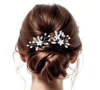ACO-UINT 2 forcine per capelli da sposa con perle, fermagli per capelli a forma di fiore, accessori da sposa per spose con cristalli