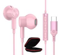 ACOCOBUY Auricolari USB C Cuffie per Samsung A17/A16/A56/A36/S26/S25/S24 | HiFi Stereo Magnetico Auricolare USB Tipo C Auricolare con Microfono per iPhone 17 16 15 per Pixel 10a 9a per Mi 15T 17 Rosa