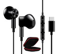 ACOCOBUY Auricolari USB C per Samsung A16/A55/A35/A33/A54/A34/S24 FE/S23 HiFi Stereo Magnetico Auricolare USB Tipo C Auricolare con Microfono per iPhone 16 15 Pro Pixel 9/8a Mi 14T OnePlus 13 12 Nero