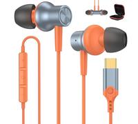 ACOCOBUY Auricolari USB C per Samsung A17 A16 A55 A36 A56 S25 S24 S23 Cuffie USB Tipo C cablate Cuffie Intra Auricolari Magnetici con Microfono per iPhone 17 16e 15 Pixel 10 9 8a 7 Mi 15 14T Arancione