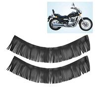 ACOGEDO 2 Pezzi per Moto Retro Pedale Bisaccia Artigianale in Pelle Artificiale con Frange Bella Sella Resistente può la Tua qualità di Pelle Montata Artificiale la Trama Alta e (Nero Articolo n.