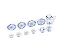 ACOGEDO Bambola Cucina in Miniatura da 15 Pezzi da tè in Porcellana Set con Motivo a Fiori per la Collezione di Decorazioni in Scala 1:12, Stile Classico (Colore in porcellana bianca blu)