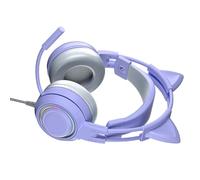 ACOGEDO Cuffie Cat Ear per Ragazze con Microfono con Riduzione del Rumore e Comodi Padiglioni Auricolari da Gioco Cablati Sopra l'orecchio per PC (PURPLE)
