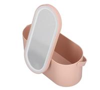 ACOGEDO Custodia per Trucco per Coperchio a Specchio con Luce LED - Organizzatore Cosmetico Portatile con Coperchio a Specchio Rotabile Camera Letto e Viaggio - Luce Dimmerabile, Batteria (PINK)