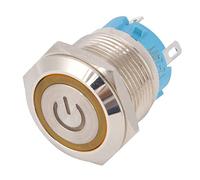 ACOGEDO Interruttore a Pulsante 2 Pezzi IP65 Guscio in Acciaio Inossidabile a Testa Piatta Rotonda da 19 Mm con Luce 12-24 V CC Disponibile in 5 Colori (YELLOW)