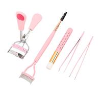 ACOGEDO Kit di Strumenti per Trucco per Sopracciglia a Ciglia Professionale con Bigodino per Ciglia, Pettine per a Doppia estremità, Pennello, Set di Pinzette - Rosa, 5pcs