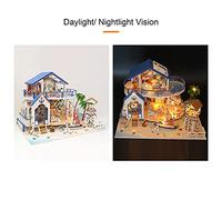 ACOGEDO Kit per la Casa delle Bambole in Legno in Miniatura per Bambole Fai -da -te con Mobili e Luce a LED Legenda del Design del Mare Blu la Decorazione della Casa
