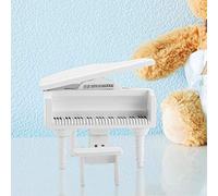 ACOGEDO Mini Simulazione Grand Piano con Sgabelli in Legno Impostato per 1:12 Doll House | Arredamento per Pianoforte da Bambola Rosewood (WHITE)