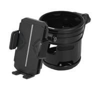 ACOGEDO Porta della Tazza di Passeggino Versatile con Supporto per Telefono - Doppia di Rotazione a 360 ° e Supporto per Bottiglia - Materiale Addominali Premium per Bici e Scooter Black (BLACK)