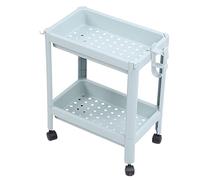 ACOGEDO Scaffale Multiuso Autoportante da Pavimento per Bagno con Ruote - Scaffale Aperto a 3 Livelli Blu Nordico per Spazi Angolari (2 strati (con ruote))