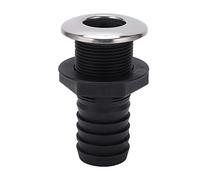 ACOGEDO Scarico Passante per Scafo 1 1/2 Pollici Dritto Nero con Copertura in Acciaio Inossidabile per Barche Yacht Le con Tipo Professionale Possono Tubo Attraverso Il Design Il Raccordo con