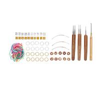 ACOGEDO Set di Anelli per Capelli All'uncinetto con Treccia Sporca, Perline di Legno, Ago per Piercing Ai Capelli, con Singolo Doppio Tre Uncinetti per la Tessitura, il Serraggio dei