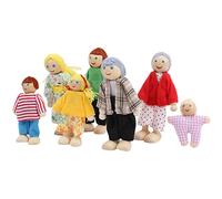 ACOGEDO Set di Personaggi della Bambola di Famiglia - Corpicchice e Arti Flessibili in Pino in Miniatura Giocattolo, Accessorio per la Casa delle Bambole per il Gioco Creativo (Burattino 7)