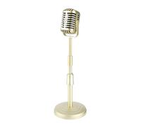 ACOGEDO Simulazione Modello di Microfono Vecchio Stile con Base Stabile e Asta di Supporto Set di Microfono Stile retrò per Fotografia Design Argento retrò Squisito Classico Vintage Questo (GOLD)