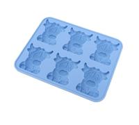 ACOGEDO Stampo per Ghiaccio Highland Cow Vassoio per Ghiaccio 3D per Whisky e Cocktail Mini Stampo in Silicone Blu a 6 cavità