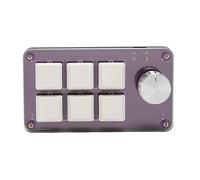 ACOGEDO Tastiera Meccanica a 6 Tasti con una Sola Mano con Manopola - Tastiera Programmabile Plug and Play Cablata per Giochi e Uso in Ufficio - Dimensioni Bianco (Viola trasparente)