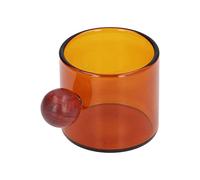 ACOGEDO Tazza da caffè Tazza da caffè in Vetro Multiuso Resistente Al Calore in Stile Semplice e Vintage con Sfera di Legno per Birra Tè in Vetro Ambrato e Resistente Ad Alto Basso Impatto