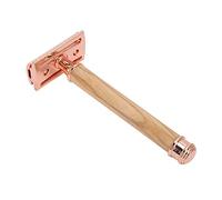 ACOGEDO Testa del Coltello Sigillante Manuale e Confortevole con Manico in Legno D'ulivo in Ottone in Lega di Zinco, Tecnologia Aderente per la Rasatura della Barba e dei delle (GOLD)