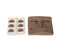 ACOGEDO Testa di Manichino Estensione delle Ciglia con Palpebre Sostitutive 3 Coppie, Colore della Pelle Scura, Viso Simulato, per Allenamento per Ciglia e Trucco, Gomma Morbida in PVC (BROWN)