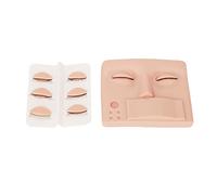 ACOGEDO Testa di Manichino Estensione delle Ciglia con Palpebre Sostitutive 3 Coppie, Colore della Pelle Scura, Viso Simulato, per Allenamento per Ciglia e Trucco, Gomma Morbida in PVC (Tono