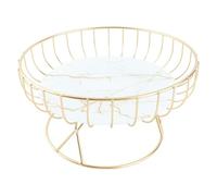 ACOGEDO Vassoio per Frutta Design Cavo Piedino Alto Ferro Marmo Decorativo Pratico Processo di Verniciatura a Forno Servire Cesto di Frutta L Dorato Minimalista con Linee Dimostrative Bava con Cavo