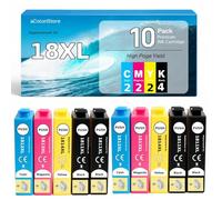 aColoriStore cartucce 18XL 18 compatibili con stampante Epson Expression Home XP 305 XP 312 XP 205 XP-405 XP 225 XP 215 XP 302 XP 315 XP 402 MULTIPACK (4 Nero, 2 Ciano, 2 Magenta, 2 Giallo)