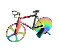 ACOLY Tagliapizza a forma di bicicletta, in acciaio inox, con doppia lama di taglio affilata e supporto per feste in cucina, amanti della cucina casalinga e della pizza